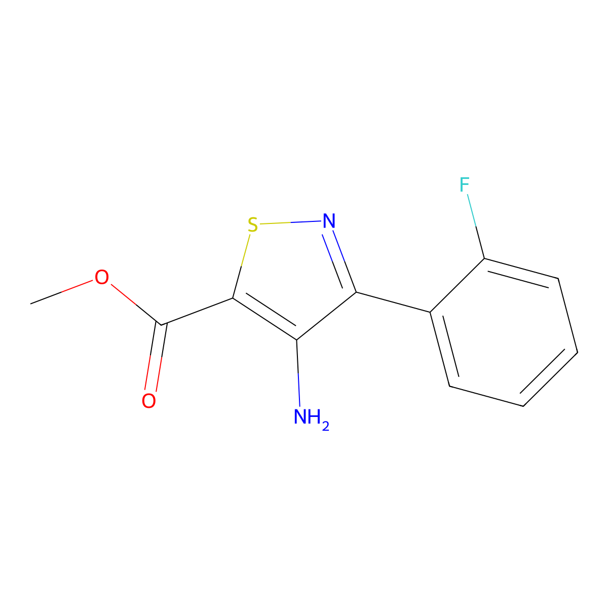 Methyl 4-amino-3-(2-fluorophenyl)-1,2-thiazole-5-carboxylate molecular structure, CAS 1468470-94-1