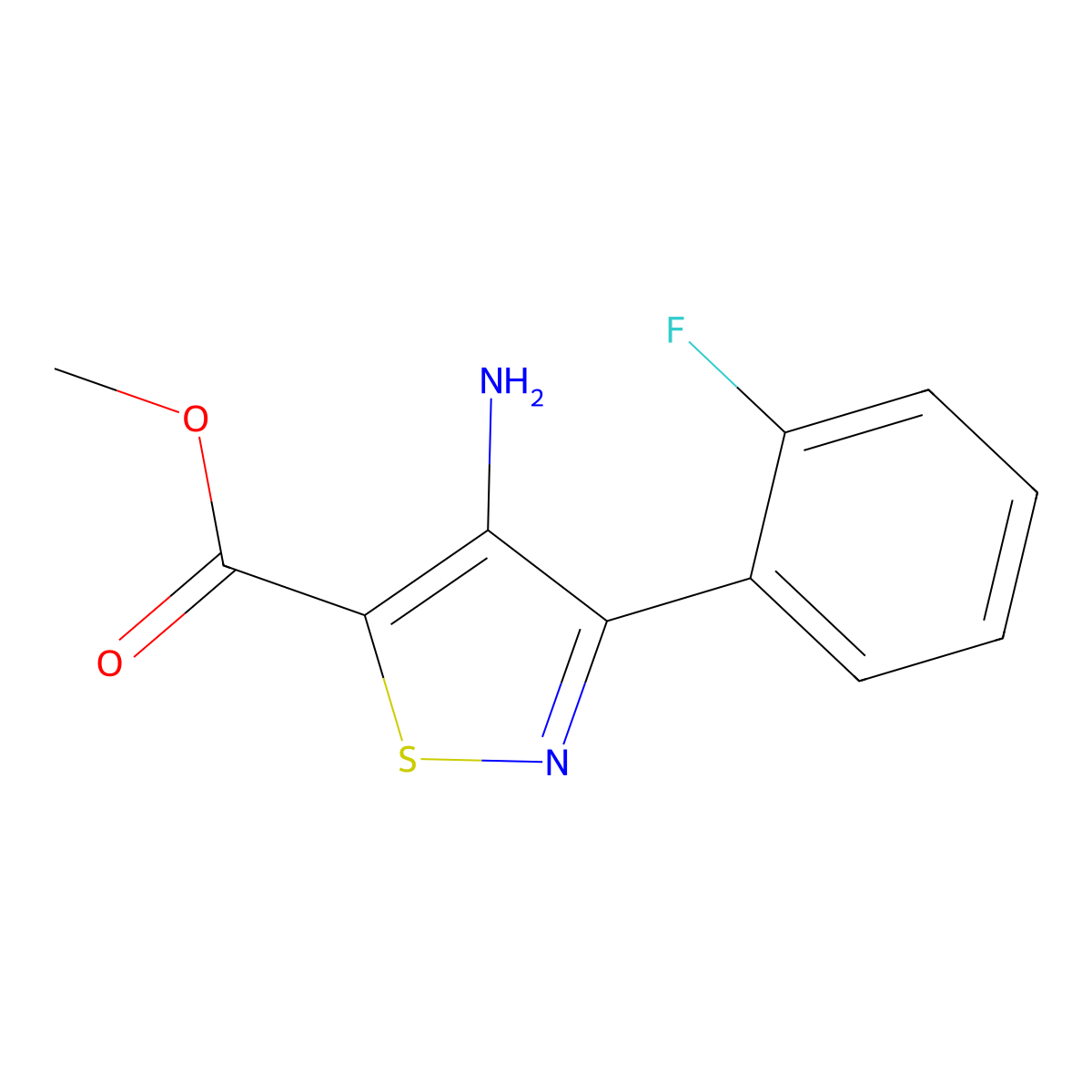 Methyl 4-amino-3-(2-fluorophenyl)-1,2-thiazole-5-carboxylate molecular structure, CAS 1468470-94-1