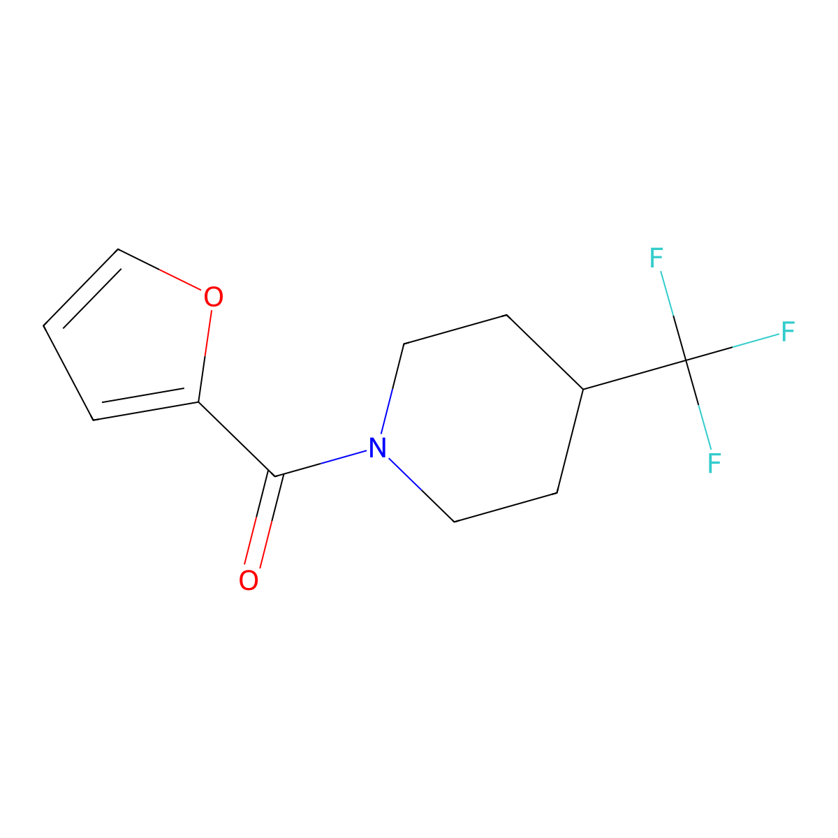 Furan-2-yl(4-(trifluoromethyl)piperidin-1-yl)methanone molecular structure, CAS 1468492-64-9
