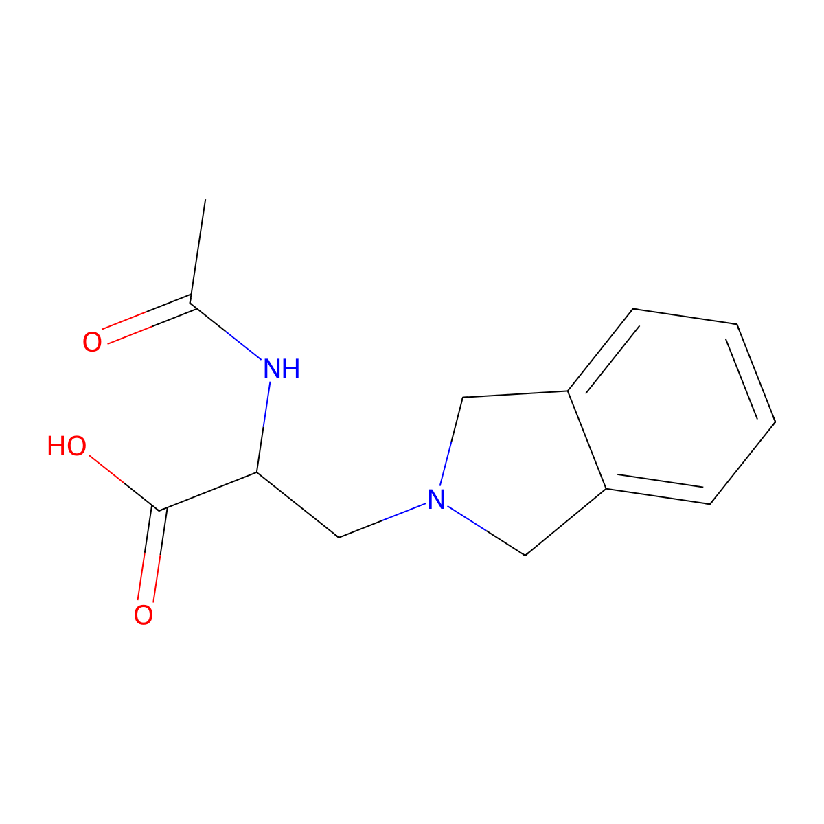 3-(2,3-dihydro-1H-isoindol-2-yl)-2-acetamidopropanoic acid molecular structure, CAS 1468527-36-7