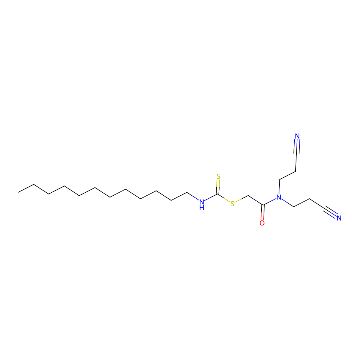 2-(Bis(2-cyanoethyl)amino)-2-oxoethyl dodecyldithiocarbamate molecular structure, CAS 146853-64-7