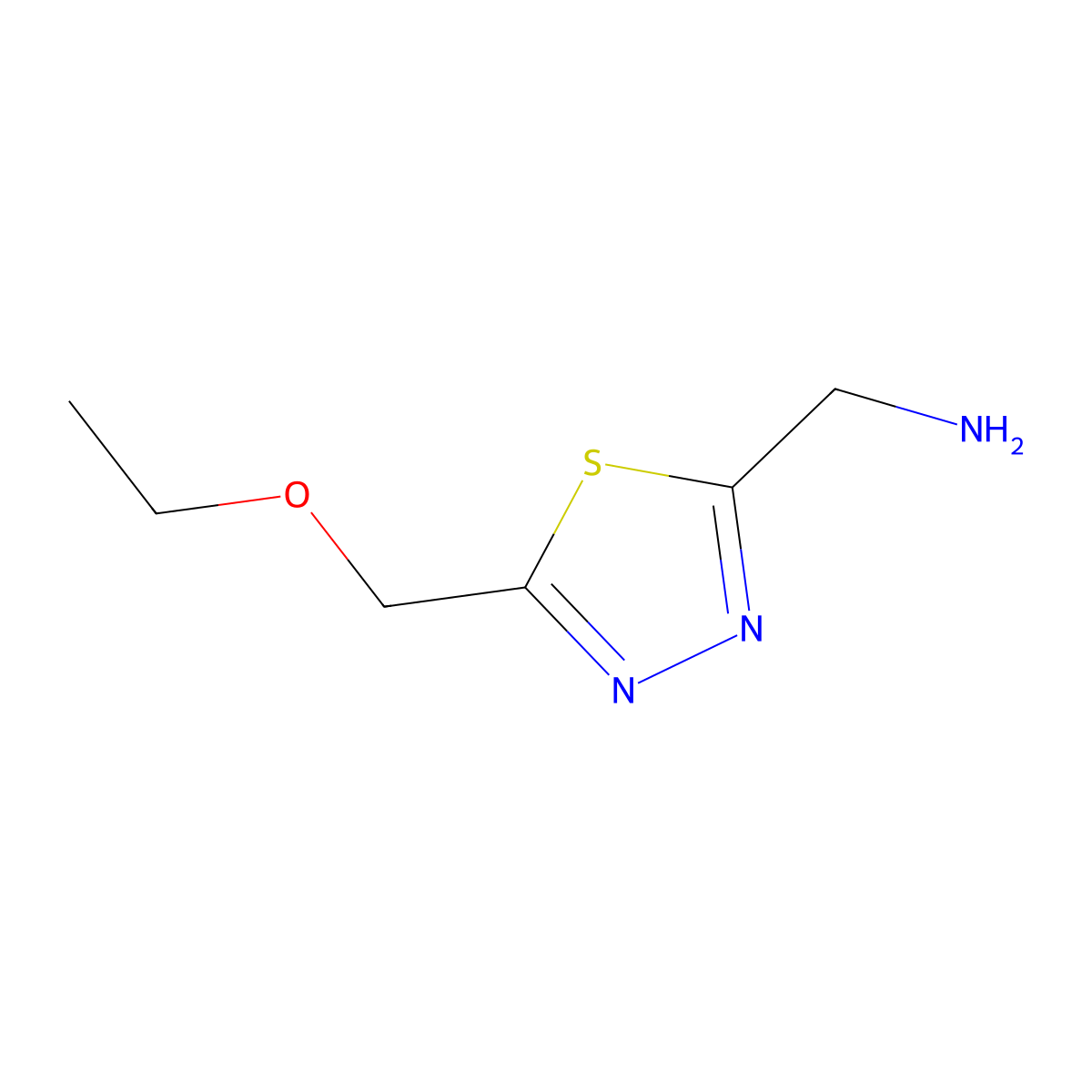 [5-(Ethoxymethyl)-1,3,4-thiadiazol-2-yl]methanamine molecular structure, CAS 1468539-50-5