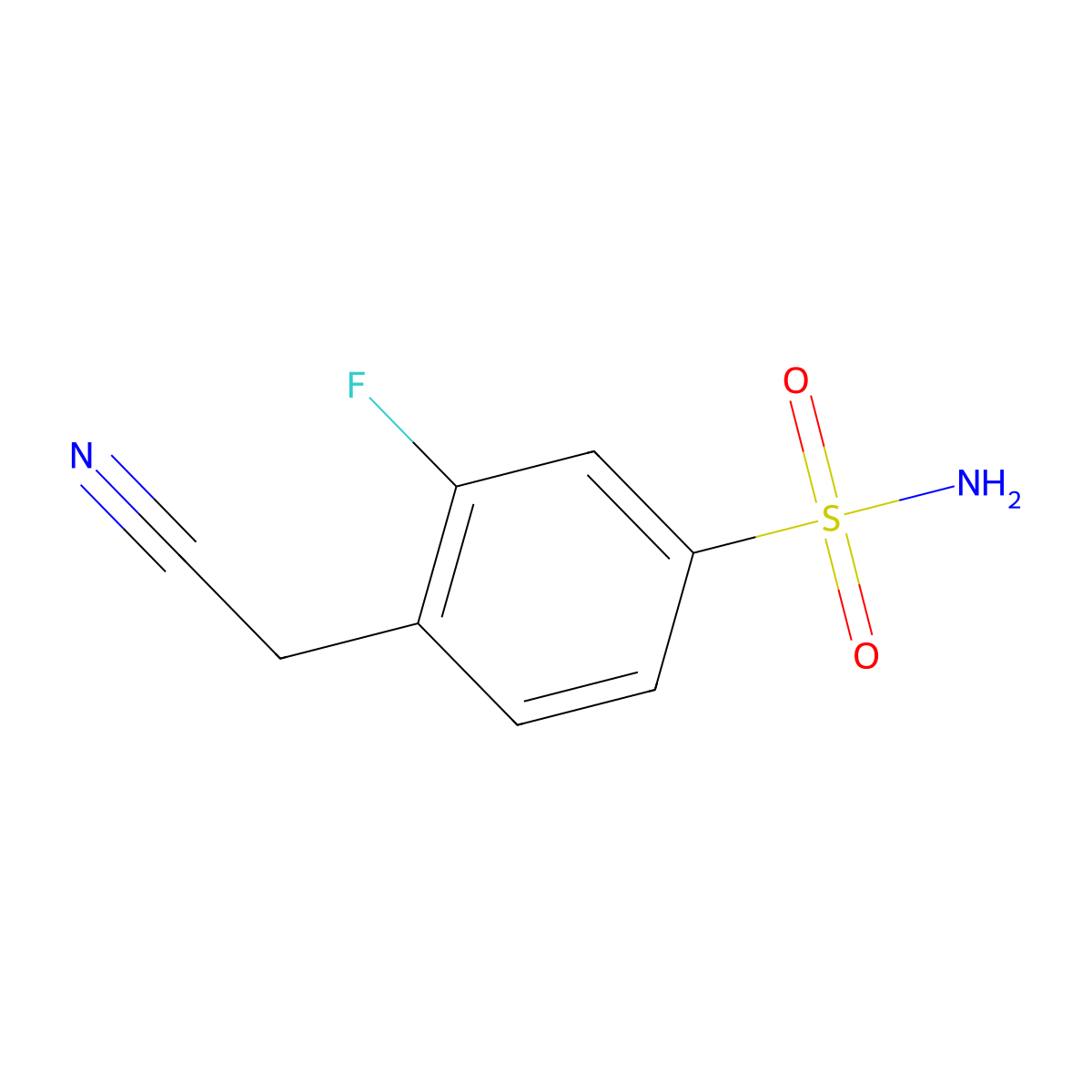 4-(Cyanomethyl)-3-fluorobenzene-1-sulfonamide molecular structure, CAS 1468539-90-3