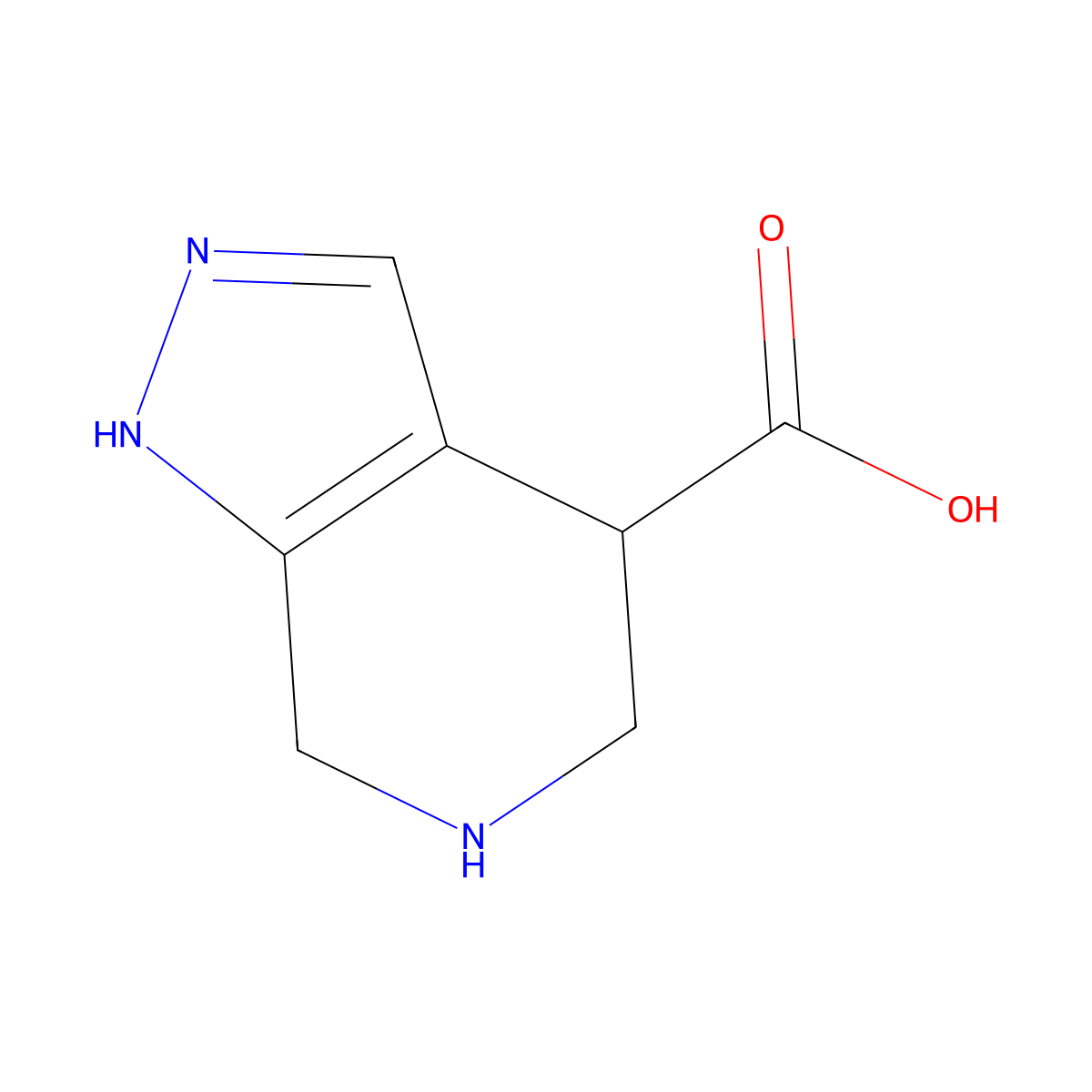 1H,4H,5H,6H,7H-pyrazolo[3,4-c]pyridine-4-carboxylic acid molecular structure, CAS 1468545-71-2