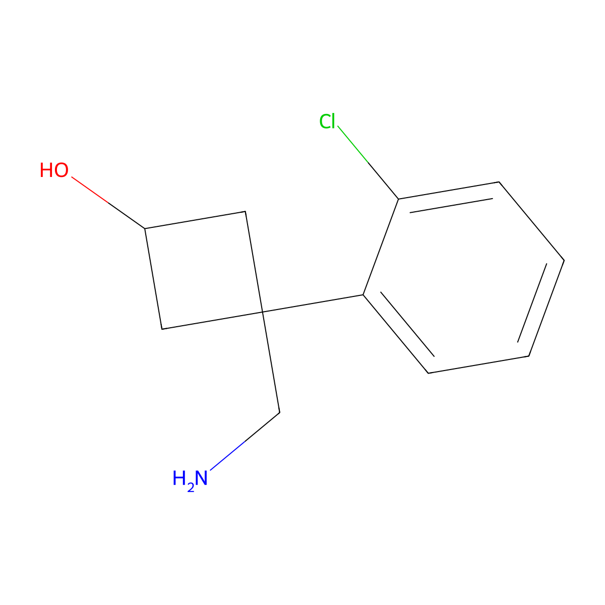 3-(Aminomethyl)-3-(2-chlorophenyl)cyclobutan-1-ol molecular structure, CAS 1468545-86-9
