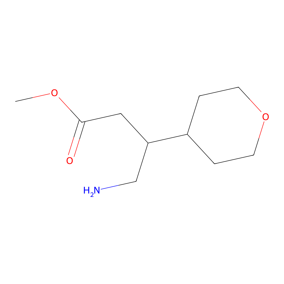 Methyl 4-amino-3-(oxan-4-yl)butanoate molecular structure, CAS 1468558-94-2
