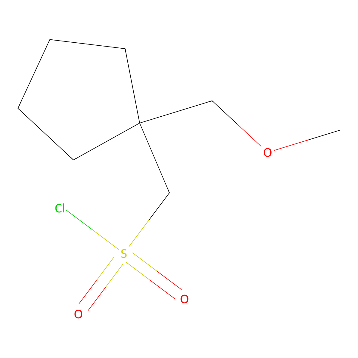 [1-(Methoxymethyl)cyclopentyl]methanesulfonyl chloride molecular structure, CAS 1468571-66-5