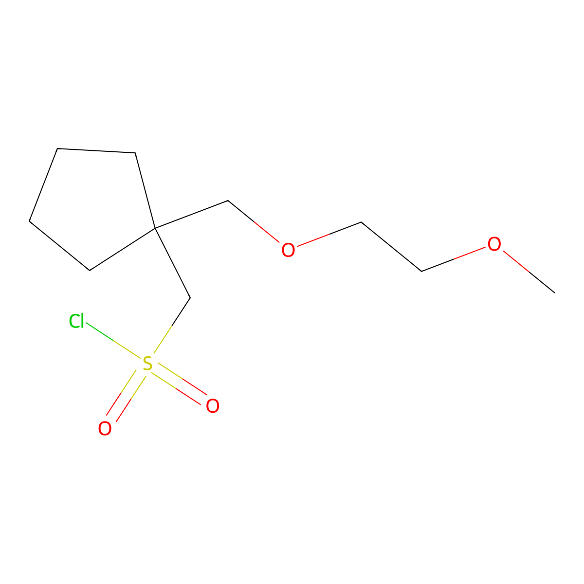 (1-((2-Methoxyethoxy)methyl)cyclopentyl)methanesulfonyl chloride molecular structure, CAS 1468584-02-2