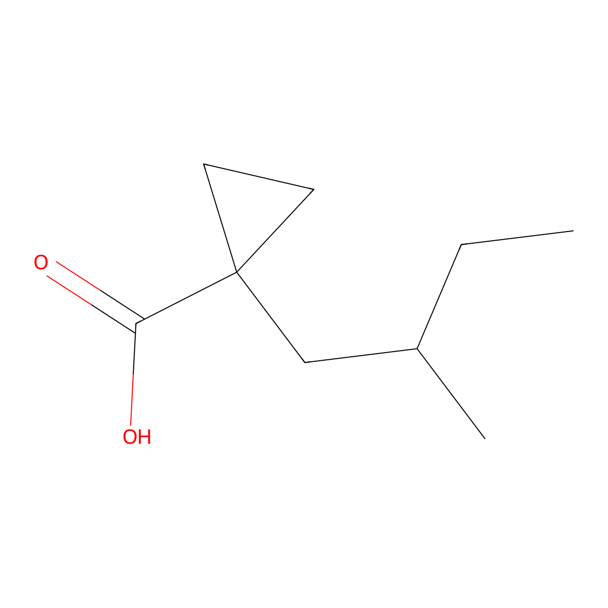 1-(2-Methylbutyl)cyclopropane-1-carboxylic acid molecular structure, CAS 1468591-14-1