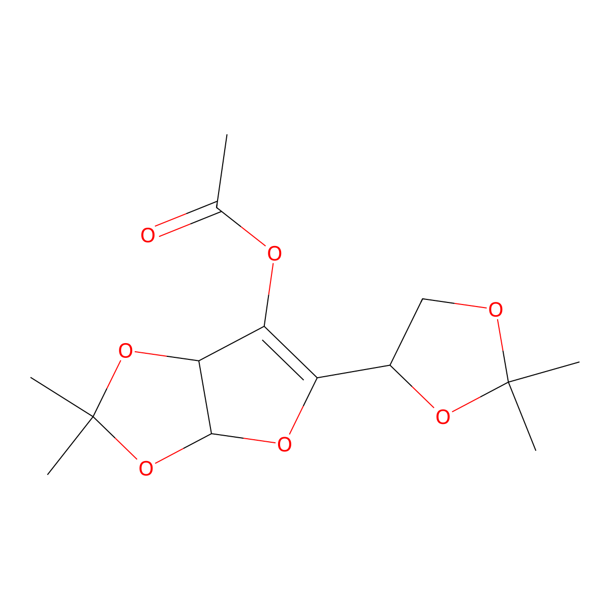 [5-(2,2-Dimethyl-1,3-dioxolan-4-yl)-2,2-dimethyl-3a,6a-dihydrofuro[2,3-d][1,3]dioxol-6-yl] acetate molecular structure, CAS 14686-88-5