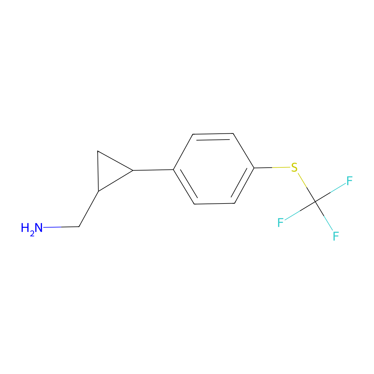 (2-(4-((Trifluoromethyl)thio)phenyl)cyclopropyl)methanamine molecular structure, CAS 1468612-03-4