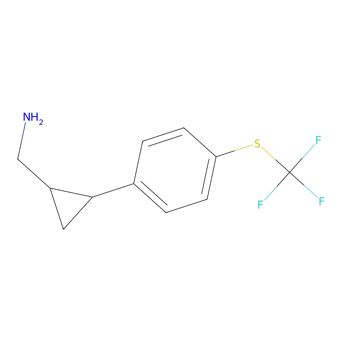(2-(4-((Trifluoromethyl)thio)phenyl)cyclopropyl)methanamine molecular structure, CAS 1468612-03-4