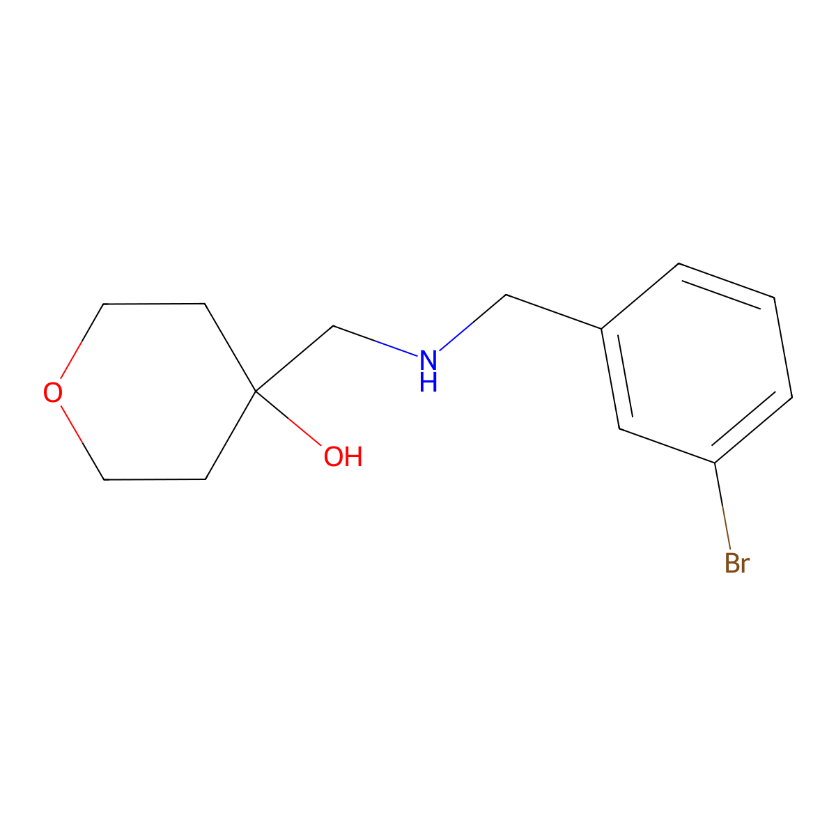 4-({[(3-Bromophenyl)methyl]amino}methyl)oxan-4-ol molecular structure, CAS 1468616-60-5