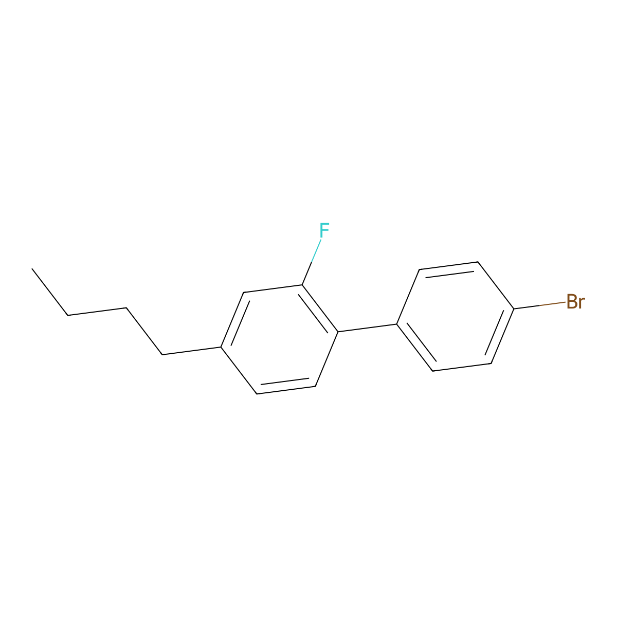 4'-Bromo-4-butyl-2-fluoro-1,1'-biphenyl molecular structure, CAS 146862-03-5