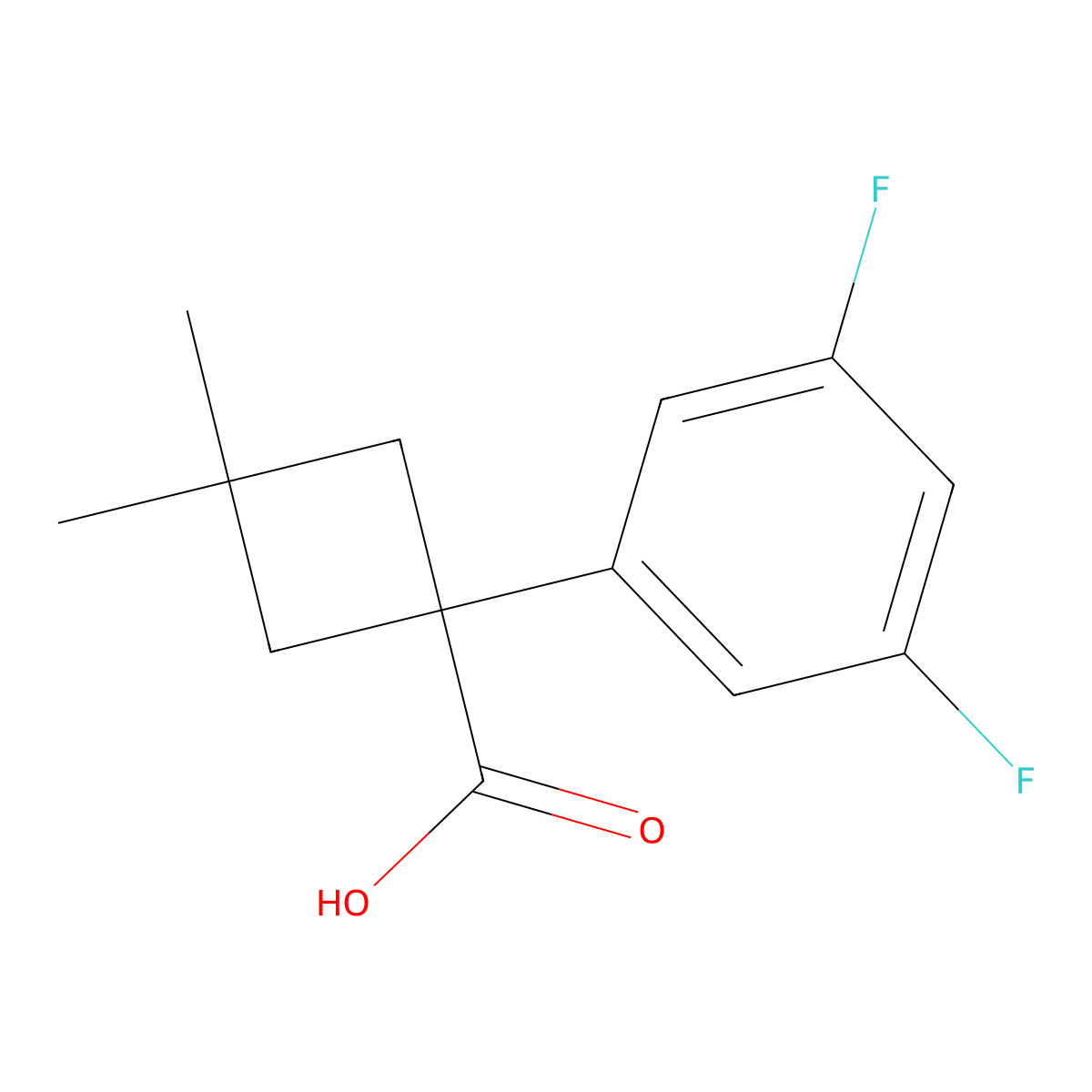 1-(3,5-Difluorophenyl)-3,3-dimethylcyclobutane-1-carboxylic acid molecular structure, CAS 1468625-03-7