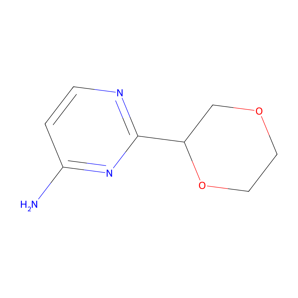 2-(1,4-Dioxan-2-yl)pyrimidin-4-amine molecular structure, CAS 1468630-06-9