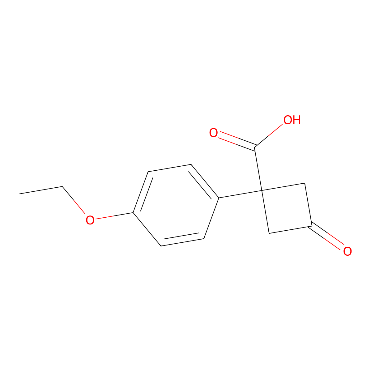 1-(4-Ethoxyphenyl)-3-oxocyclobutane-1-carboxylic acid molecular structure, CAS 1468669-12-6
