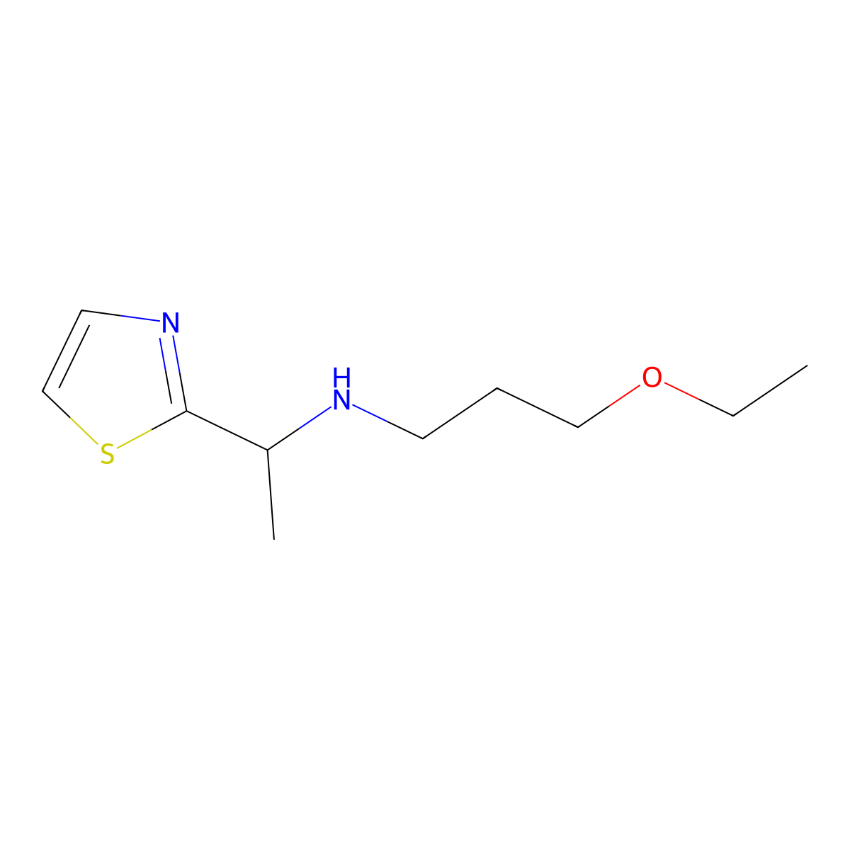 (3-Ethoxypropyl)[1-(1,3-thiazol-2-yl)ethyl]amine molecular structure, CAS 1468707-65-4