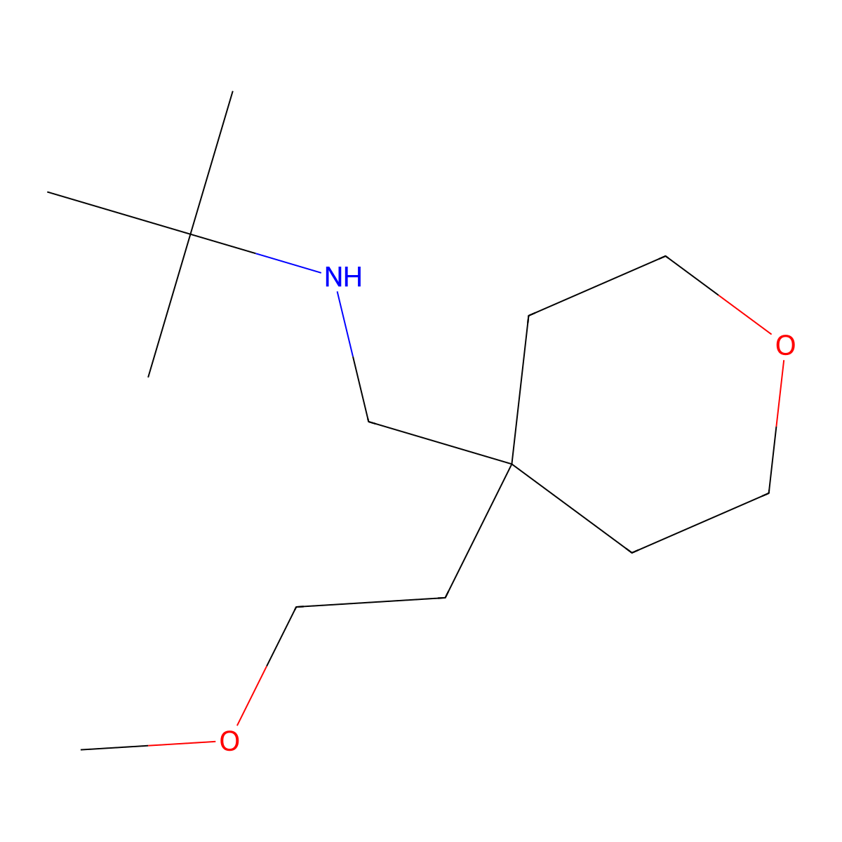 Tert-butyl({[4-(2-methoxyethyl)oxan-4-yl]methyl})amine molecular structure, CAS 1468716-25-7