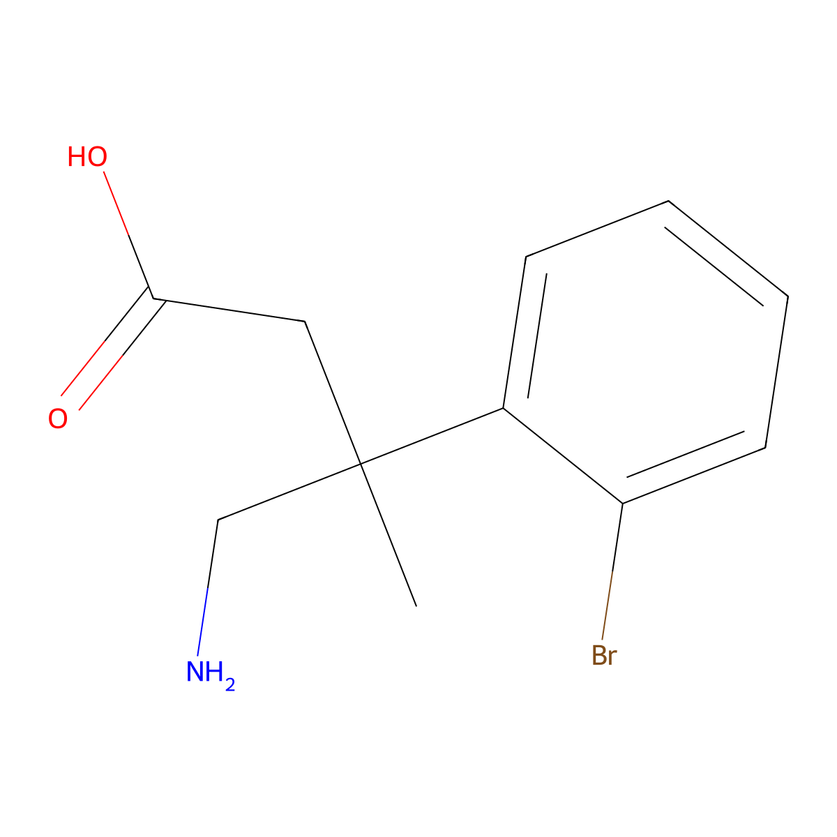 4-Amino-3-(2-bromophenyl)-3-methylbutanoic acid molecular structure, CAS 1468741-20-9