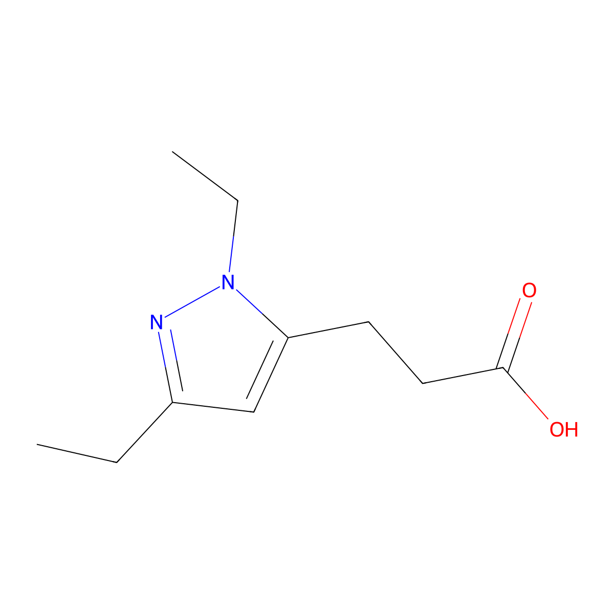 3-(1,3-Diethyl-1h-pyrazol-5-yl)propanoic acid molecular structure, CAS 1468755-13-6
