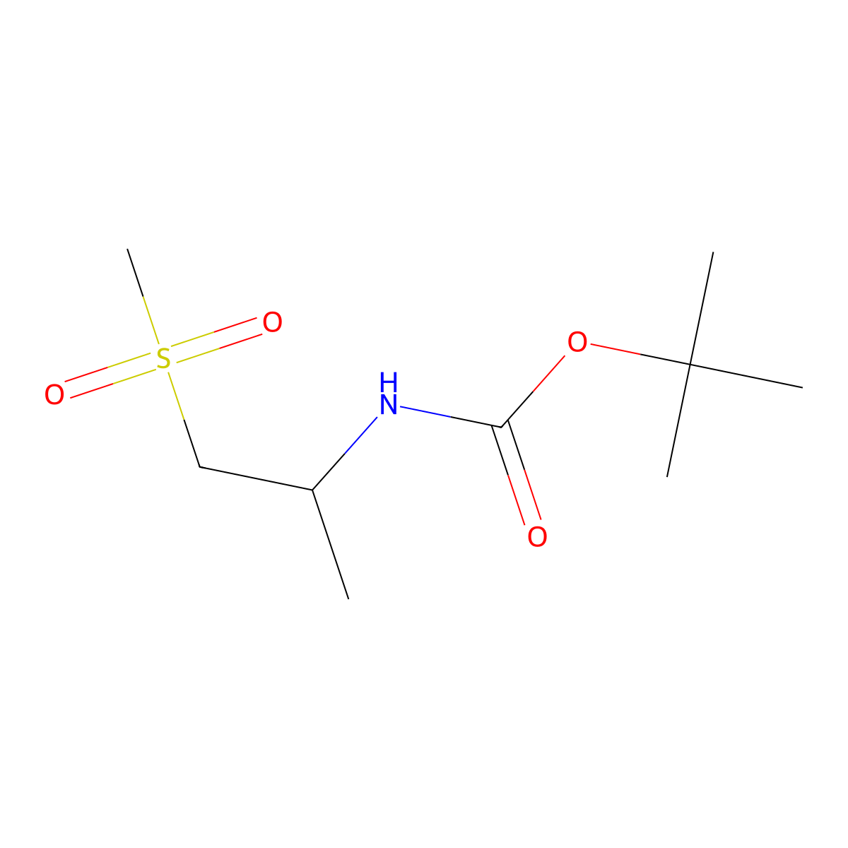 tert-butyl N-(1-methanesulfonylpropan-2-yl)carbamate molecular structure, CAS 1468756-11-7