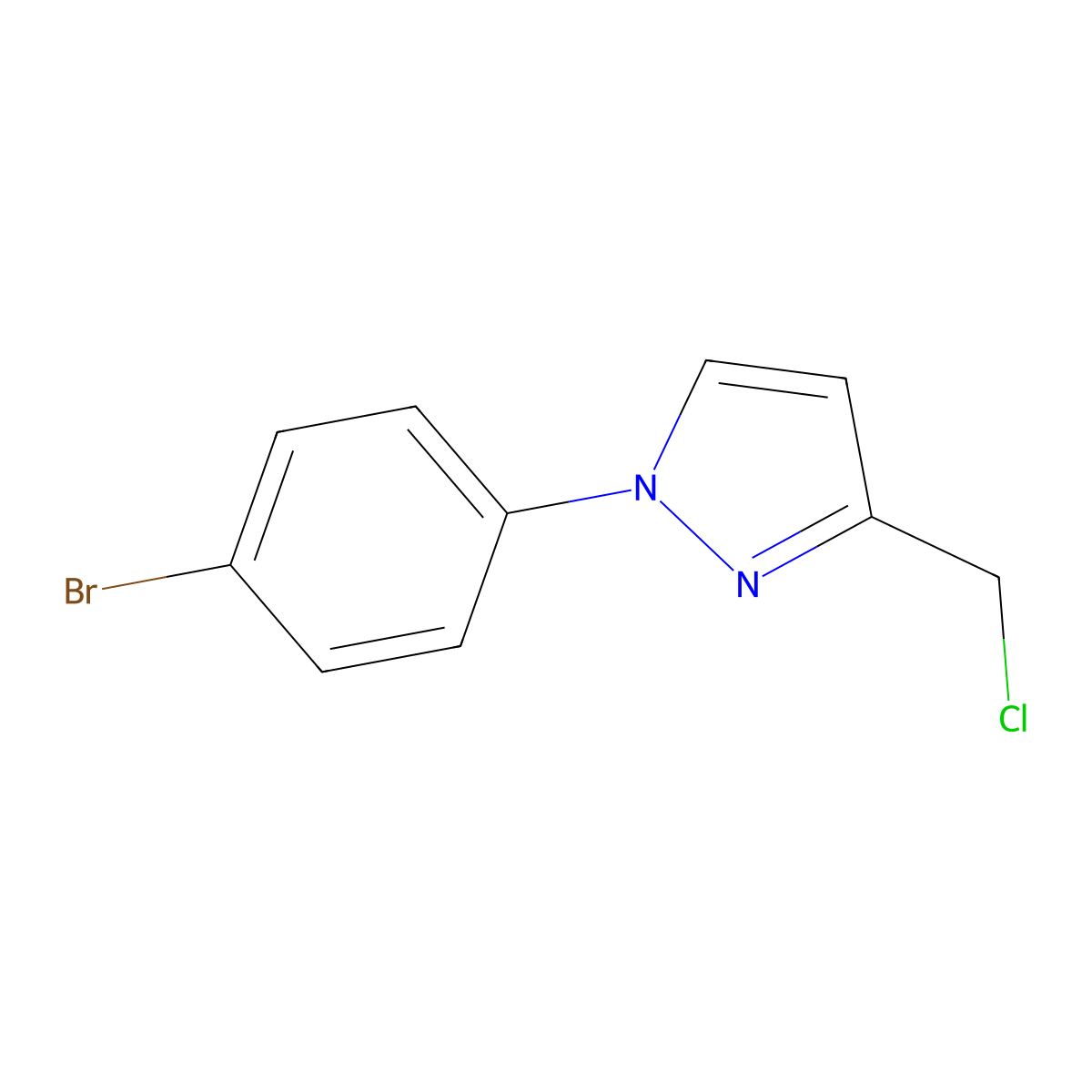 1-(4-bromophenyl)-3-(chloromethyl)-1H-pyrazole molecular structure, CAS 1468759-86-5