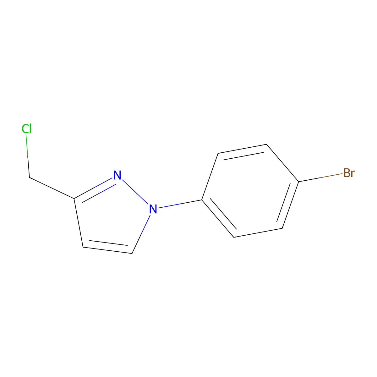 1-(4-bromophenyl)-3-(chloromethyl)-1H-pyrazole molecular structure, CAS 1468759-86-5