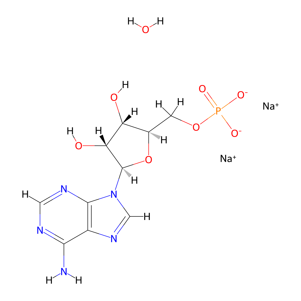 Disodium adenosine 5'-phosphate hydrate molecular structure, CAS 146877-92-1