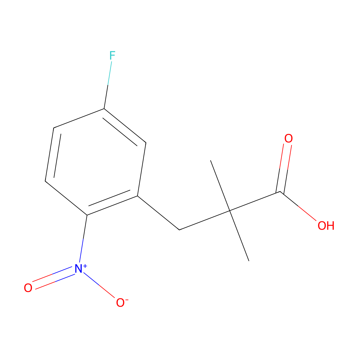 3-(5-Fluoro-2-nitrophenyl)-2,2-dimethylpropanoic acid molecular structure, CAS 1468783-14-3