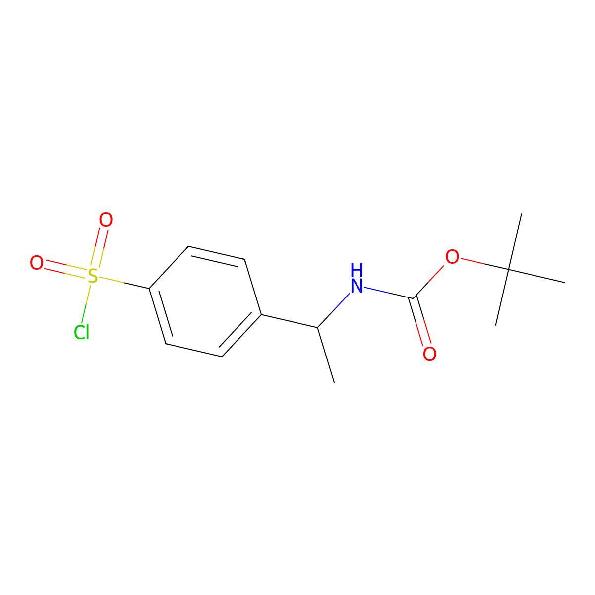 tert-butyl N-{1-[4-(chlorosulfonyl)phenyl]ethyl}carbamate molecular structure, CAS 1468785-45-6