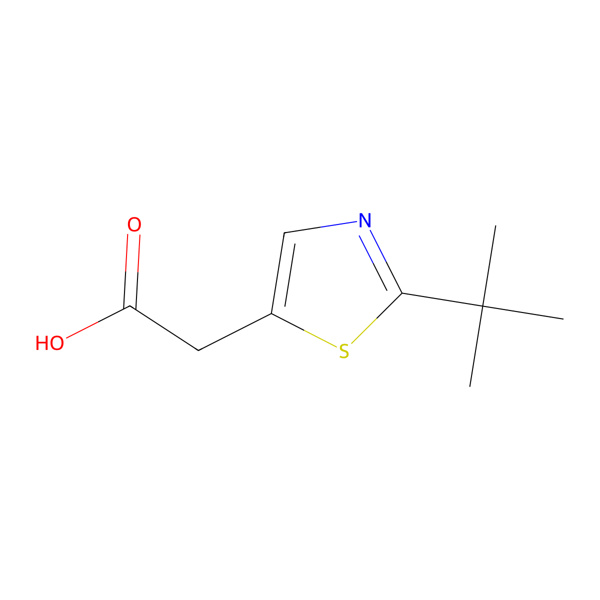 2-(2-Tert-butyl-1,3-thiazol-5-yl)aceticacid molecular structure, CAS 1468799-08-7