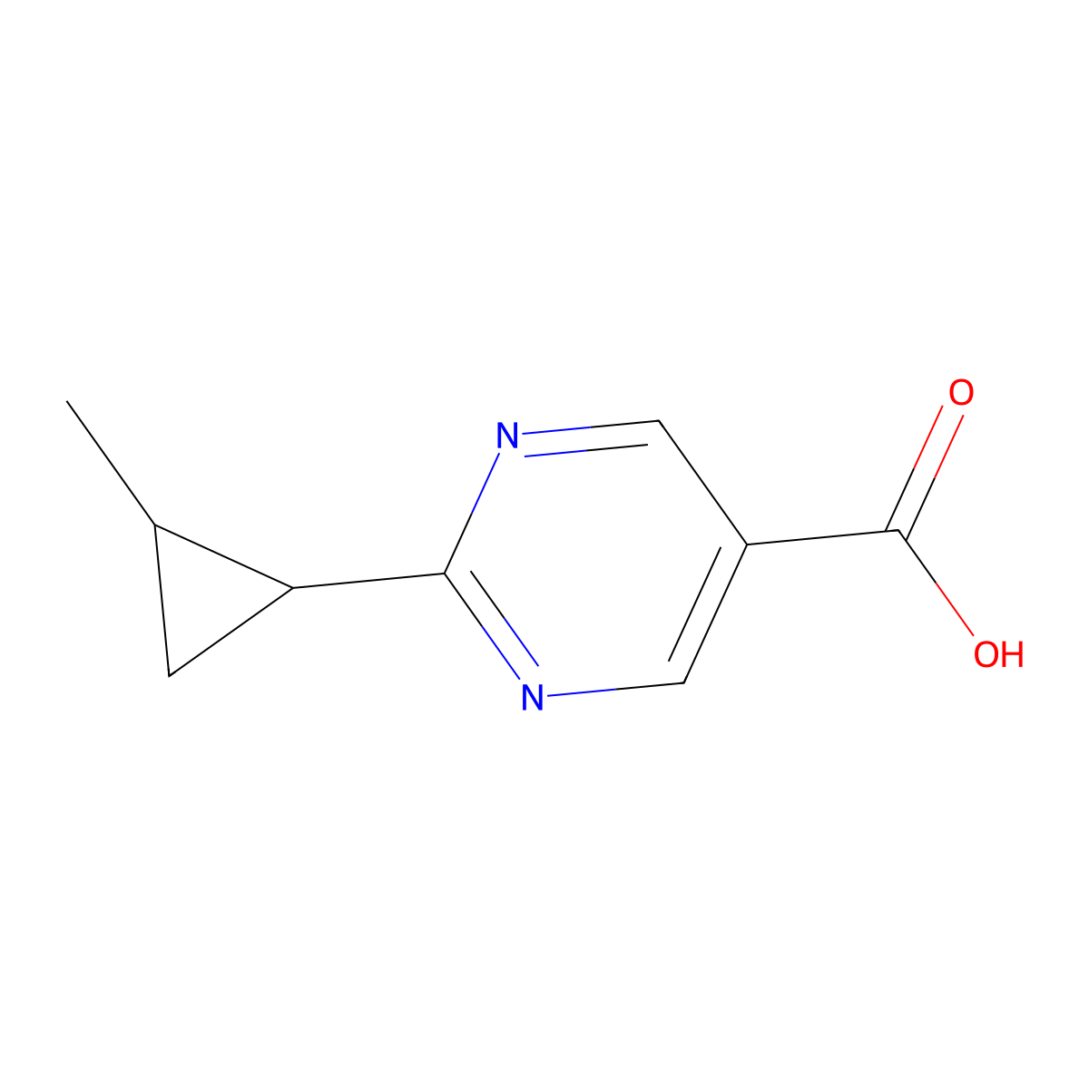 2-(2-Methyl-cyclopropyl)-pyrimidine-5-carboxylic acid molecular structure, CAS 1468808-18-5
