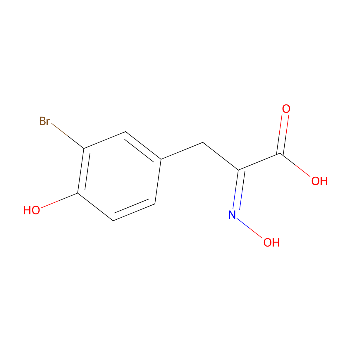 3-(3-bromo-4-hydroxyphenyl)-2-(N-hydroxyimino)propanoic acid molecular structure, CAS 146884-05-1