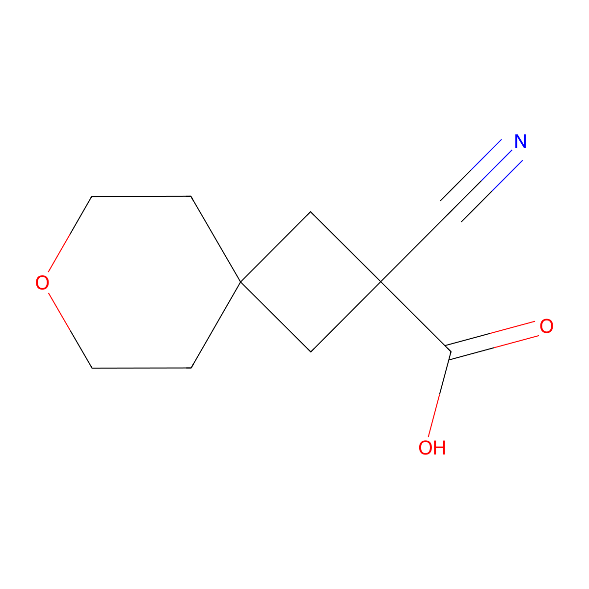 2-Cyano-7-oxaspiro[3.5]nonane-2-carboxylic acid molecular structure, CAS 1468873-43-9