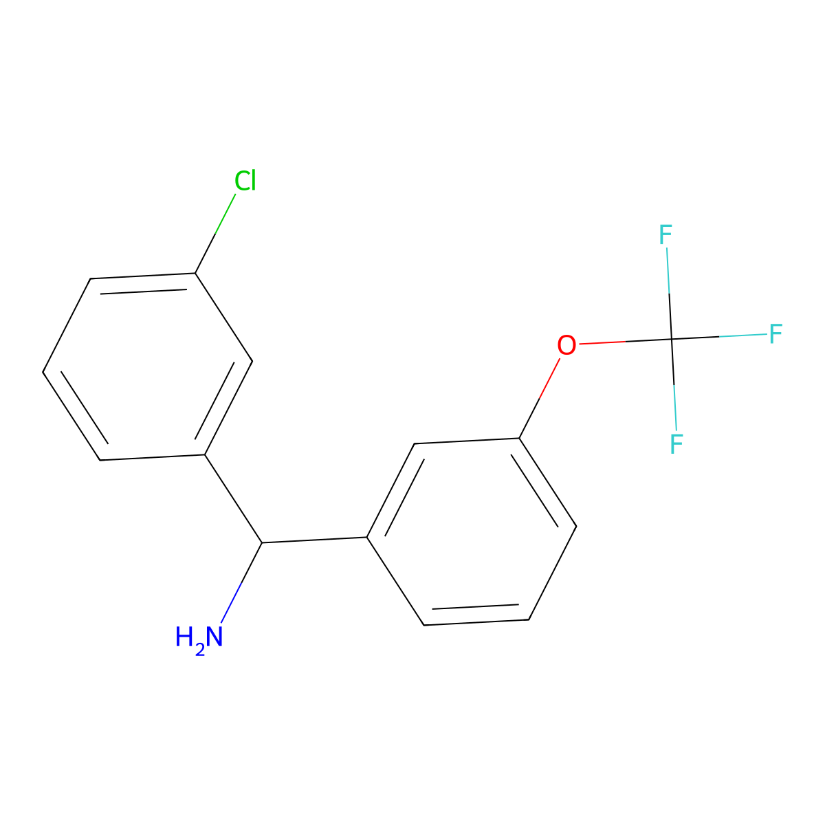 (3-Chlorophenyl)[3-(trifluoromethoxy)phenyl]methanamine molecular structure, CAS 1468882-26-9