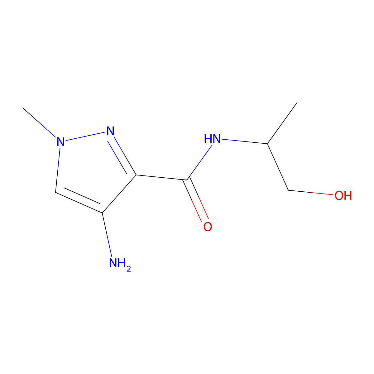 4-amino-N-(1-hydroxypropan-2-yl)-1-methyl-1H-pyrazole-3-carboxamide molecular structure, CAS 1468887-86-6