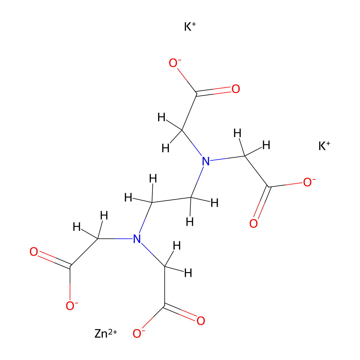 Zincate(2-), ((N,N'-1,2-ethanediylbis(N-((carboxy-kappaO)methyl)glycinato-kappaN,kappaO))(4-))-, potassium (1:2), (OC-6-21)- molecular structure, CAS 14689-29-3