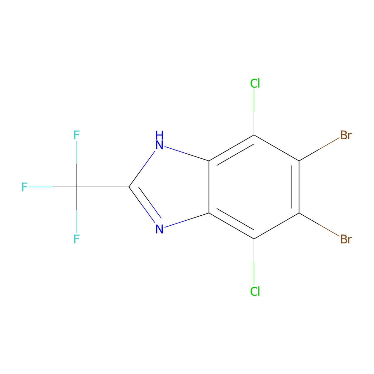 Benzimidazole, 5,6-dibromo-4,7-dichloro-2-(trifluoromethyl)- molecular structure, CAS 14689-59-9