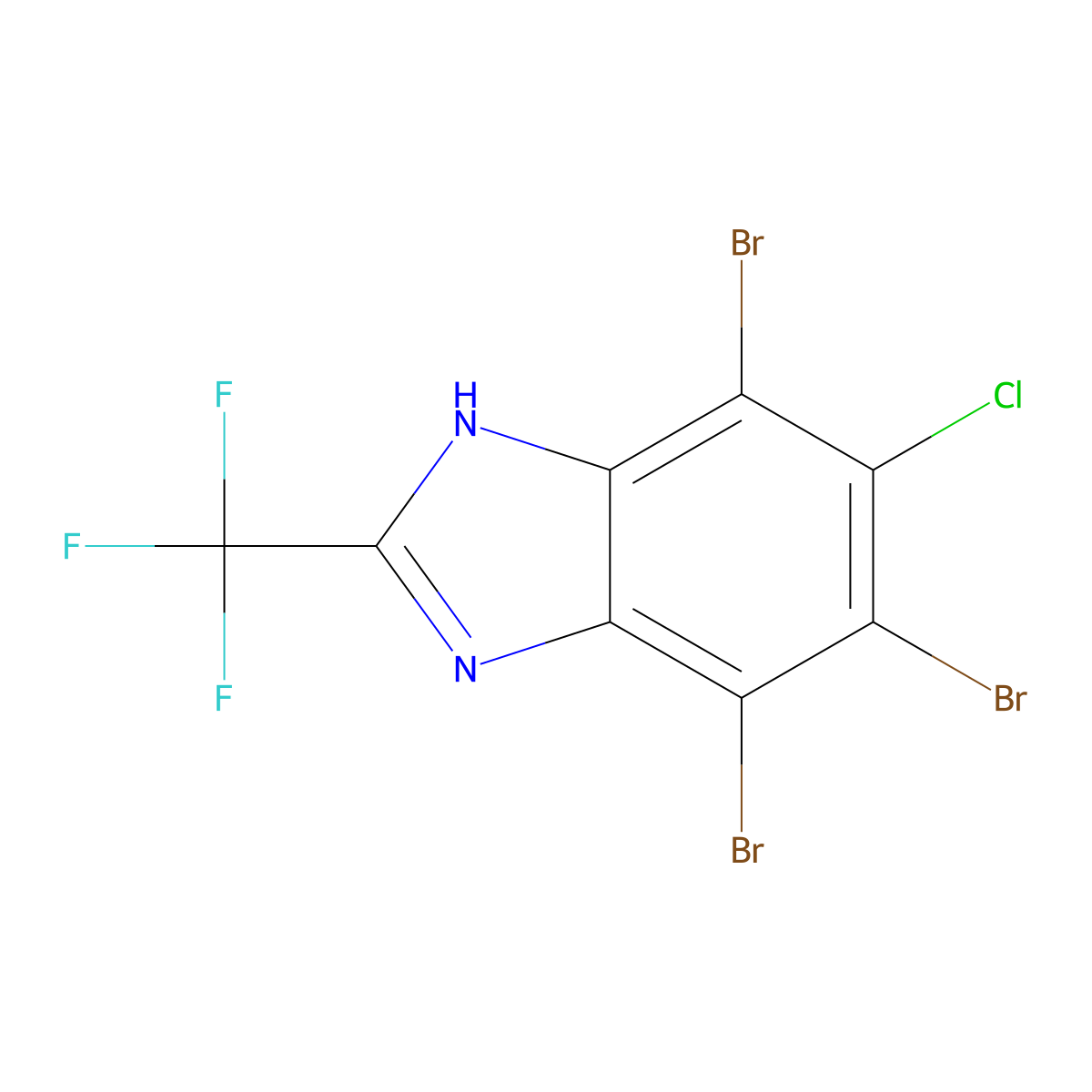 Benzimidazole, 6-chloro-4,5,7-tribromo-2-(trifluoromethyl)- molecular structure, CAS 14689-60-2