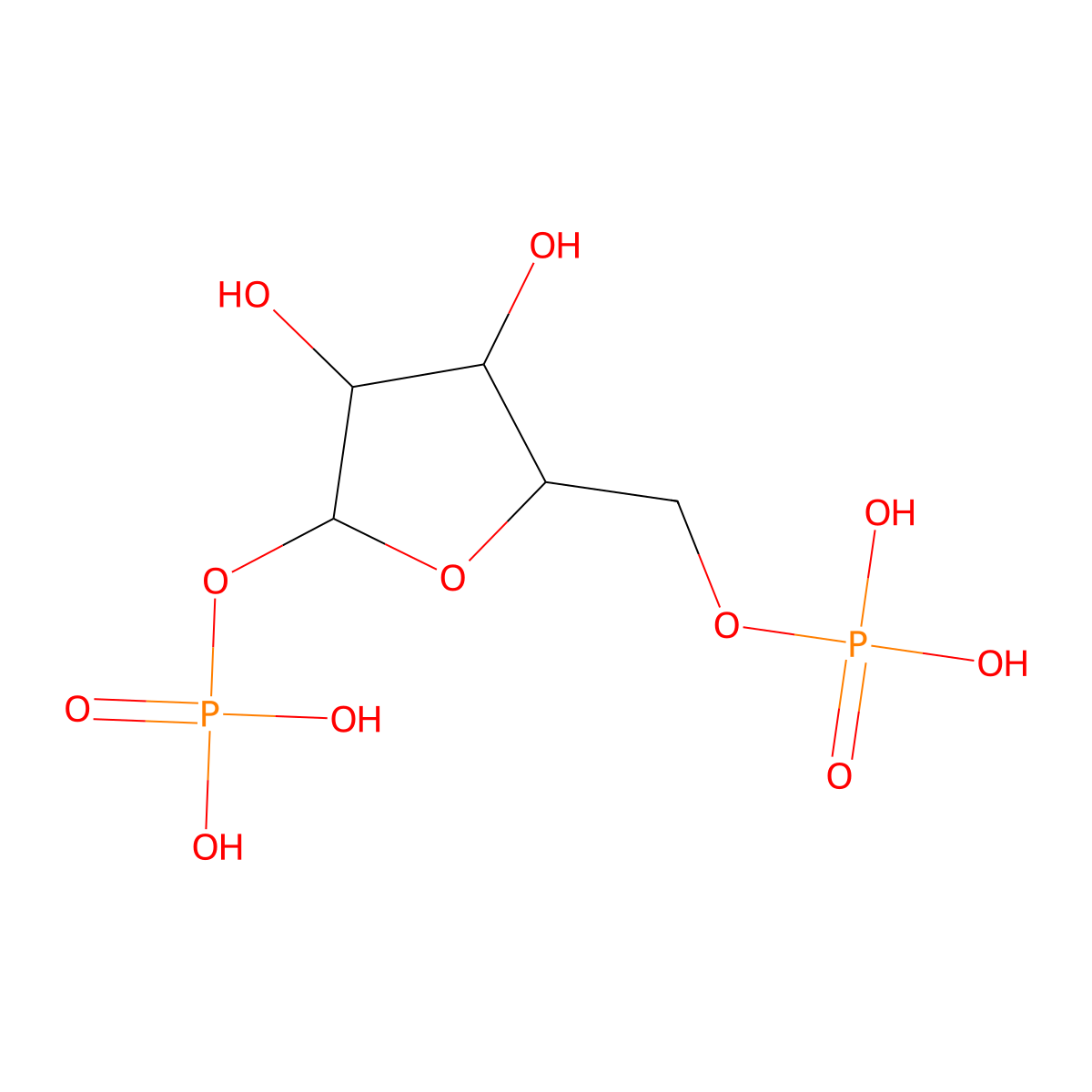 D-Ribofuranose, 1,5-bis(dihydrogen phosphate) molecular structure, CAS 14689-84-0