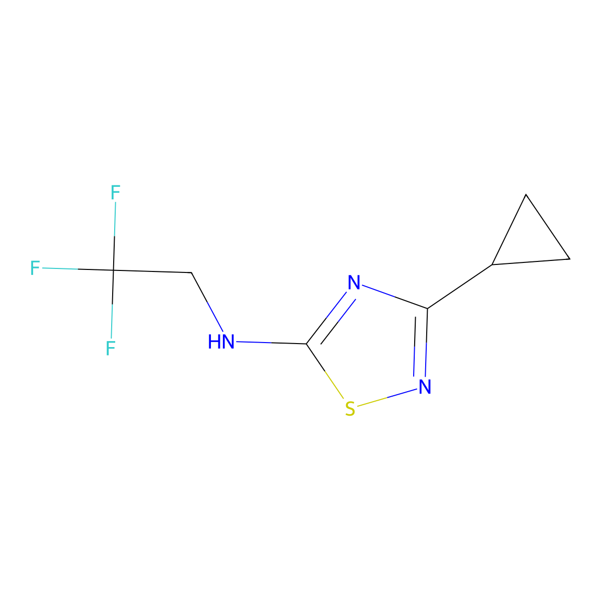 3-cyclopropyl-N-(2,2,2-trifluoroethyl)-1,2,4-thiadiazol-5-amine molecular structure, CAS 1468901-72-5