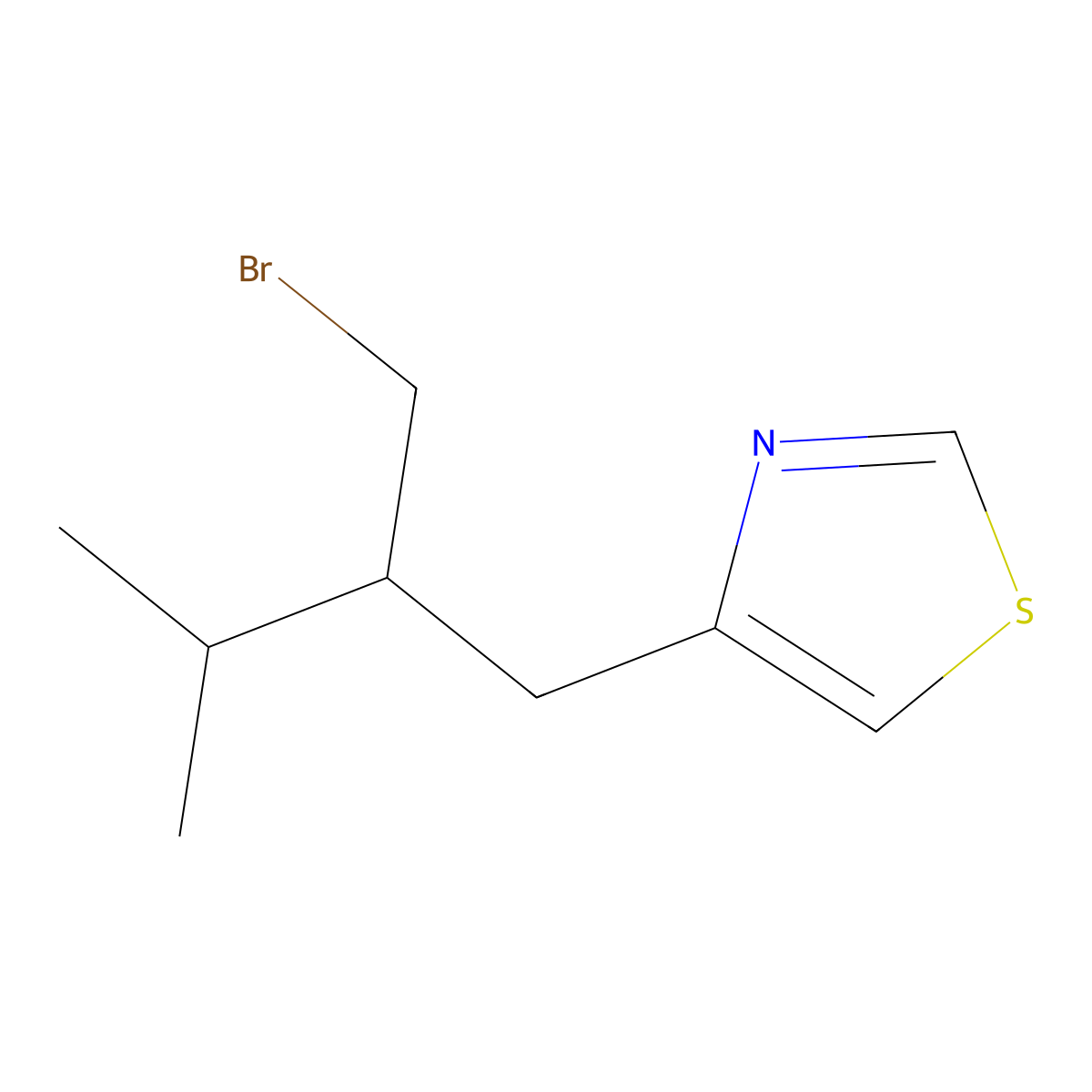 4-(2-(Bromomethyl)-3-methylbutyl)thiazole molecular structure, CAS 1468919-09-6
