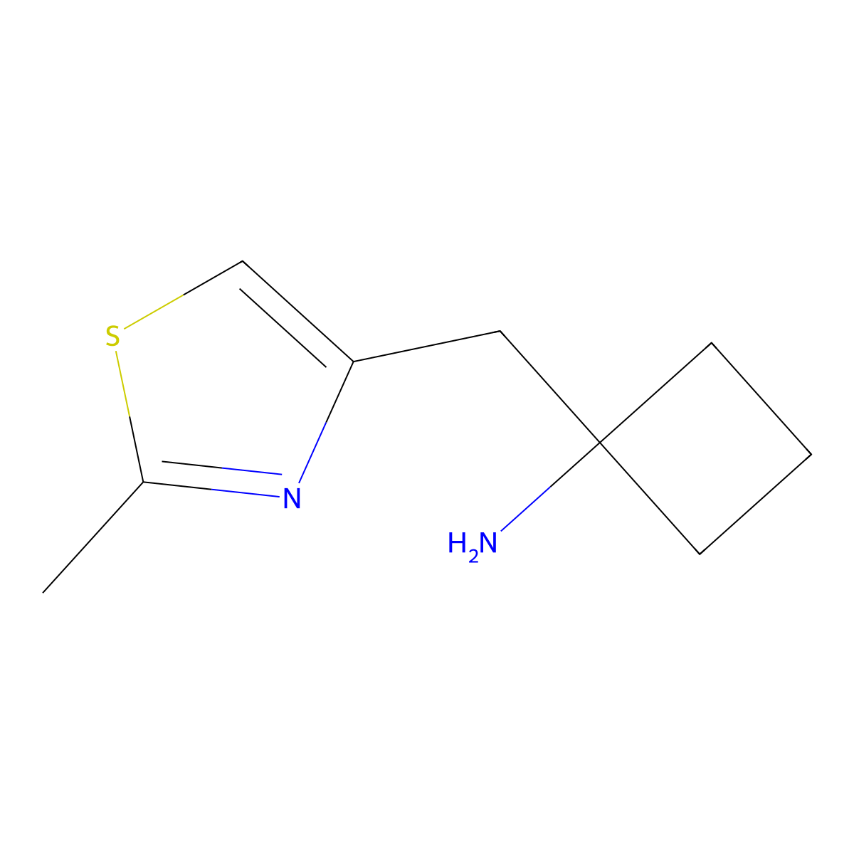 1-[(2-Methyl-1,3-thiazol-4-yl)methyl]cyclobutan-1-amine molecular structure, CAS 1468940-40-0