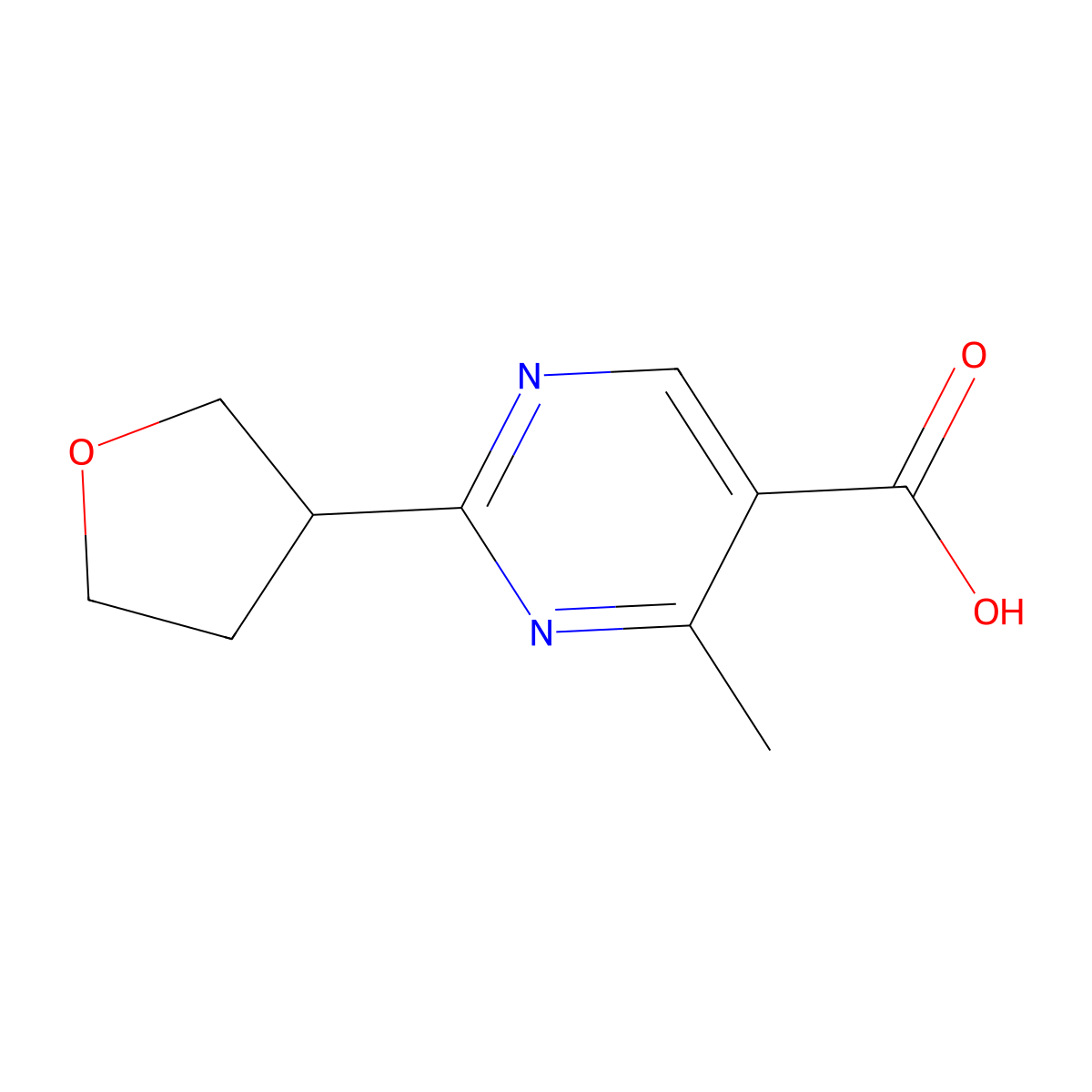 4-Methyl-2-(oxolan-3-yl)pyrimidine-5-carboxylic acid molecular structure, CAS 1468954-20-2