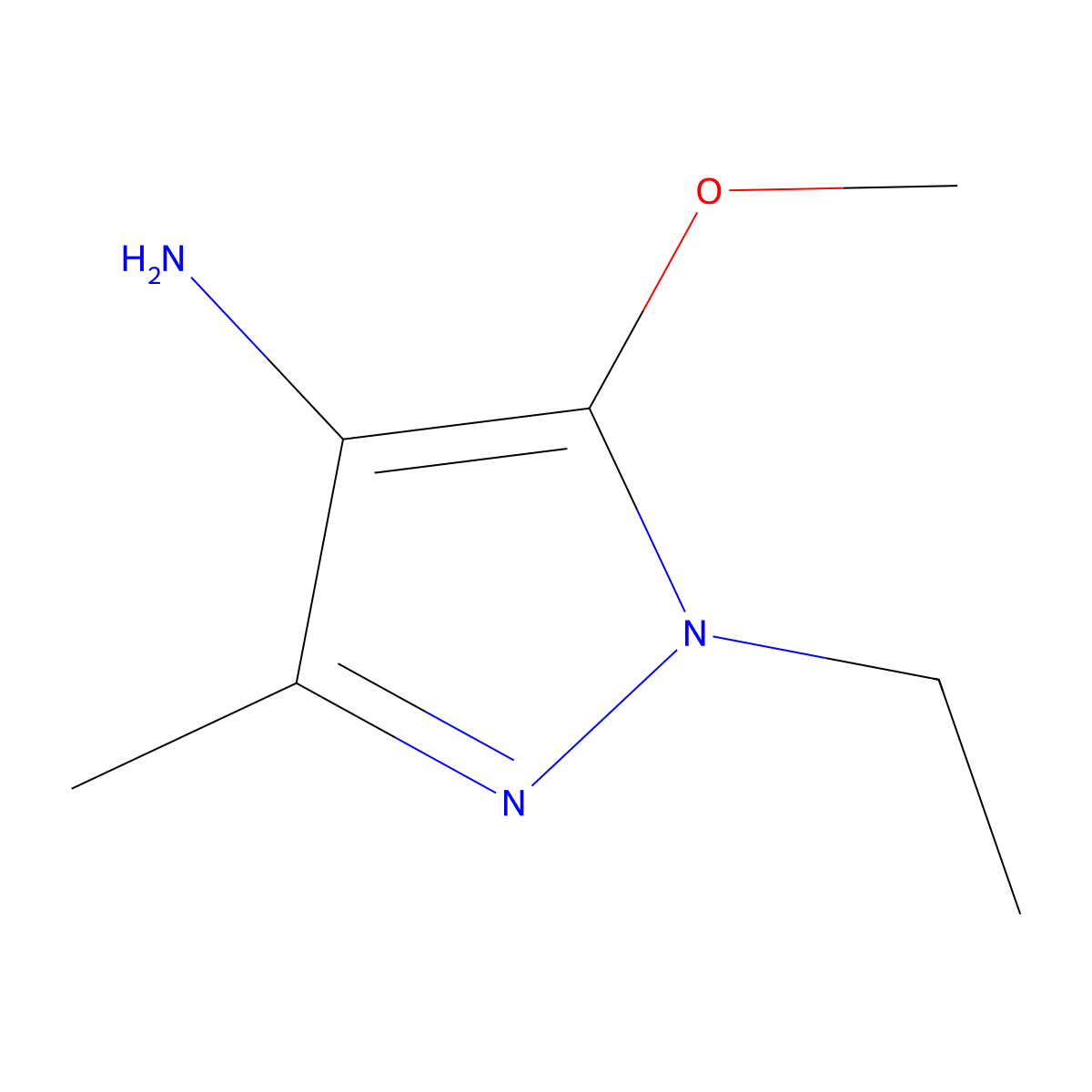 1-ethyl-5-methoxy-3-methyl-1H-pyrazol-4-amine molecular structure, CAS 1468982-91-3