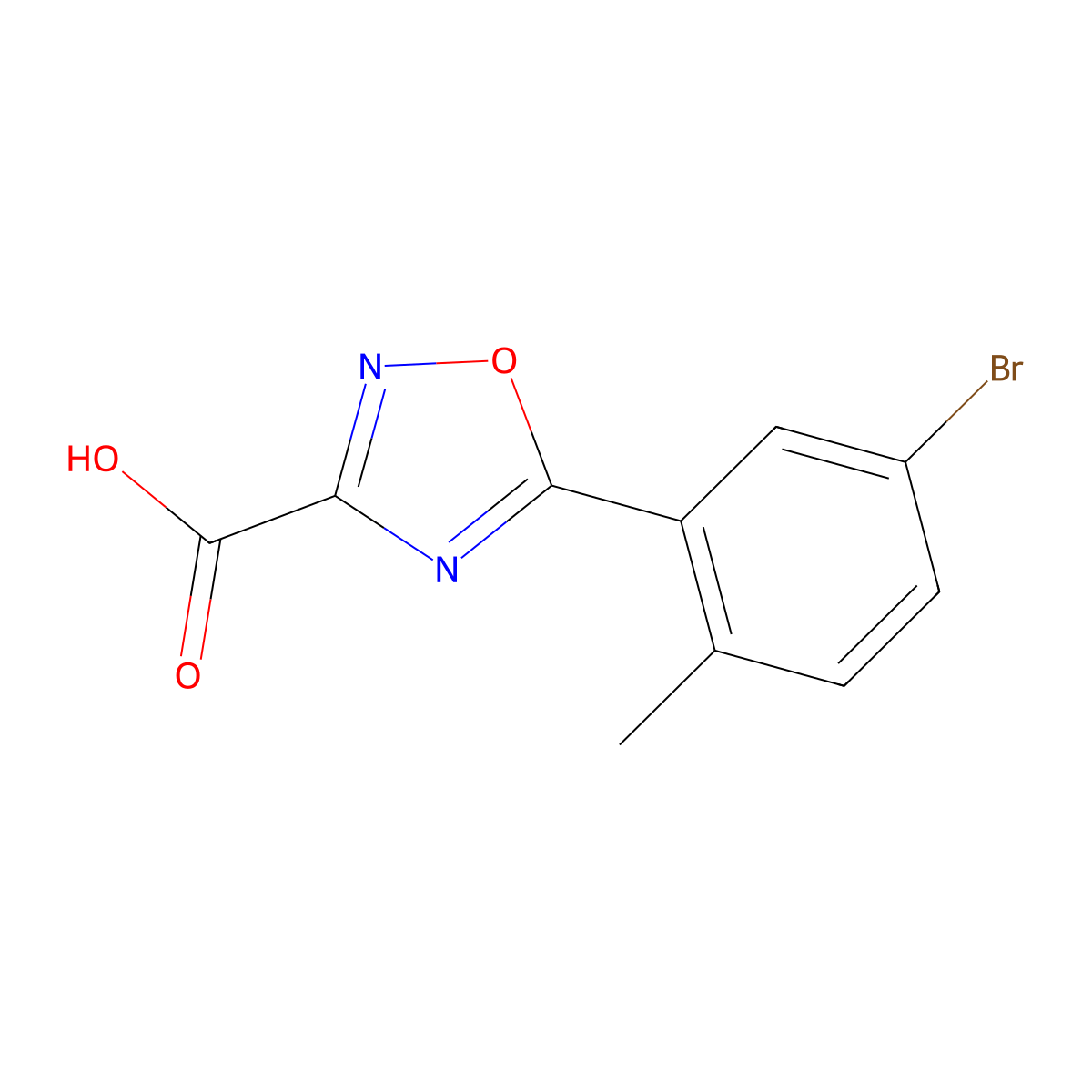 5-(5-Bromo-2-methylphenyl)-1,2,4-oxadiazole-3-carboxylic acid molecular structure, CAS 1468984-99-7