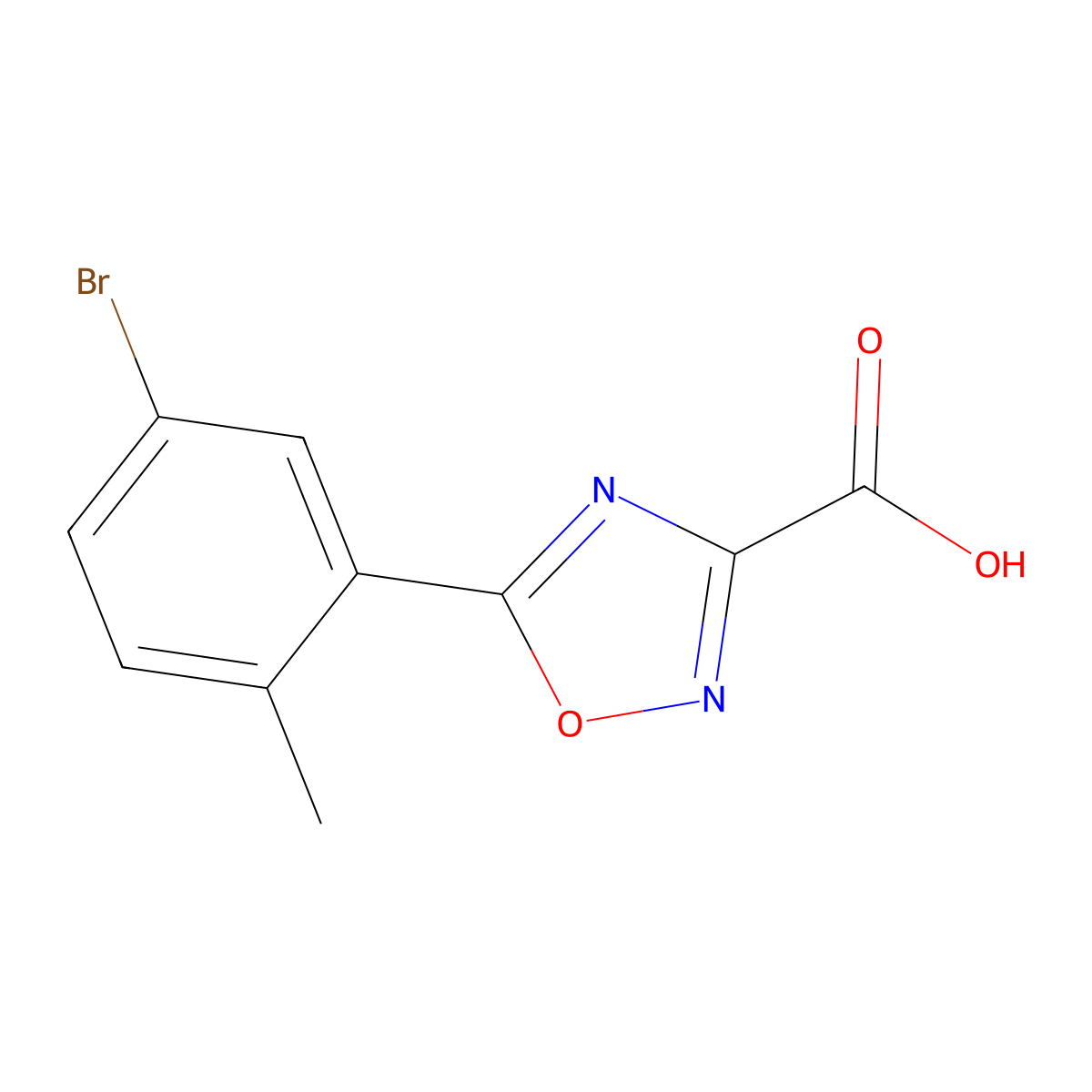 5-(5-Bromo-2-methylphenyl)-1,2,4-oxadiazole-3-carboxylic acid molecular structure, CAS 1468984-99-7