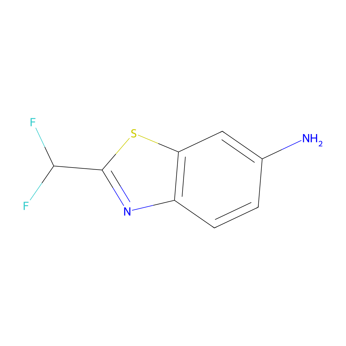 2-(Difluoromethyl)-1,3-benzothiazol-6-amine molecular structure, CAS 1468986-20-0