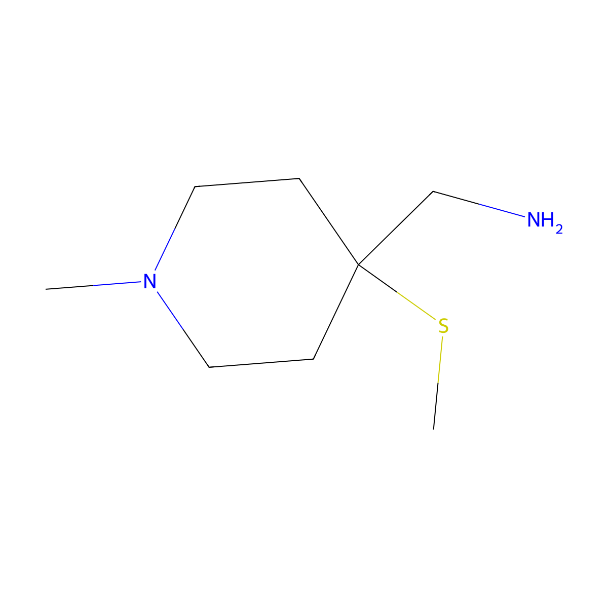 [1-Methyl-4-(methylsulfanyl)piperidin-4-yl]methanamine molecular structure, CAS 1468992-03-1